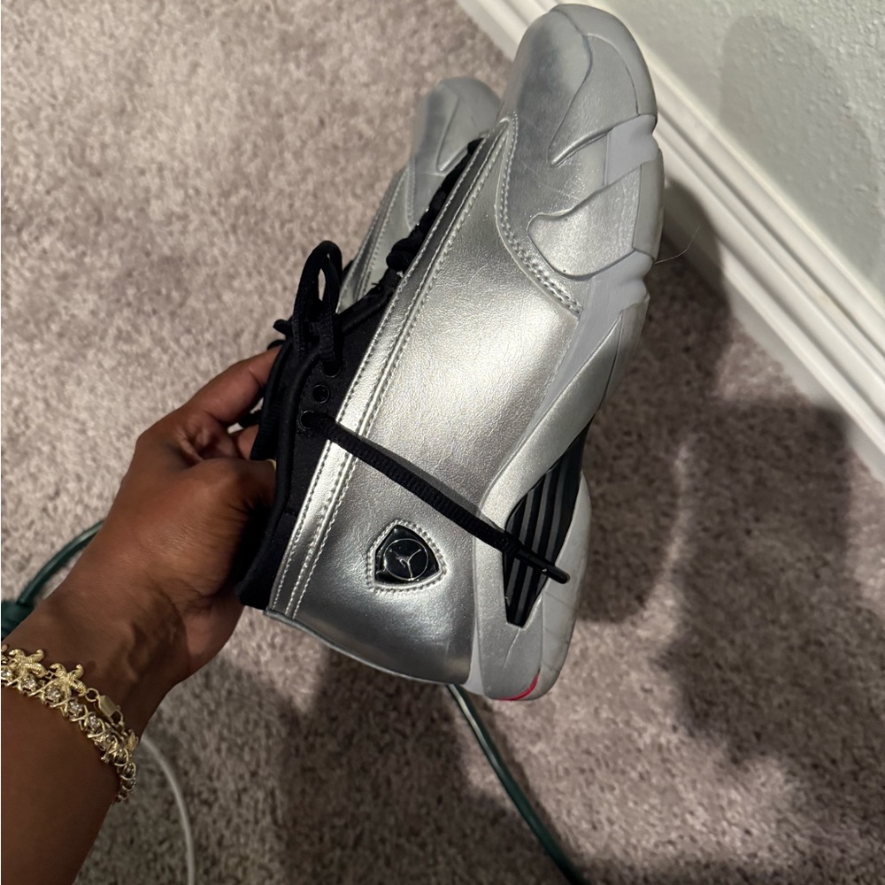 Women's Silver and Black Jordan 14